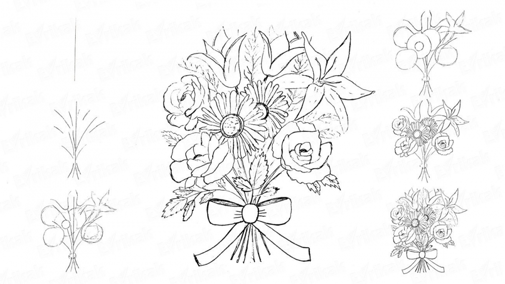 Как нарисовать поэтапно цветок - розу, лилию, незабудку, мак карандашом и красками, фото 8