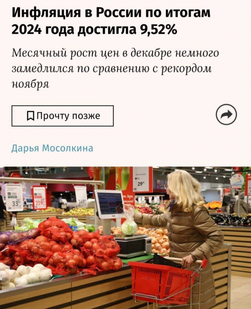 💸 Инфляционный удар: Как дорожает жизнь в России