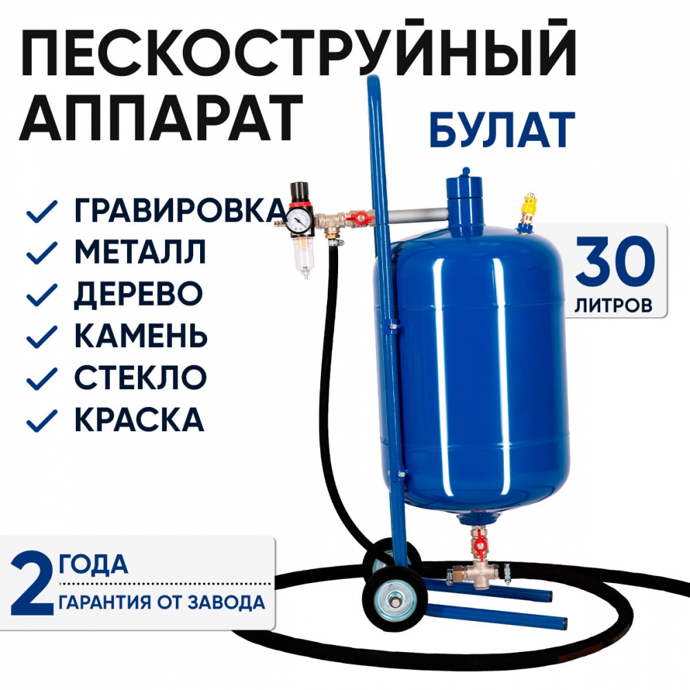 Пескоструйный аппарат Булат 30 л новинка для чистки металла или дерева, для подготовки к покраске