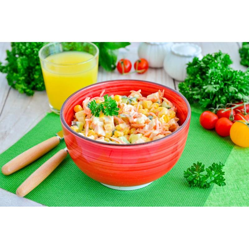 Салат копченая курица корейская морковь кукуруза