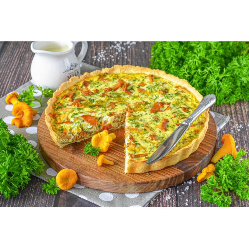 Открытый пирог киш с лисичками