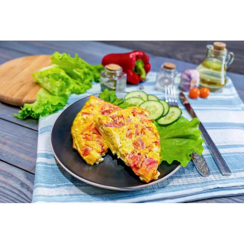 Пышный омлет с помидорами и кабачками в духовке