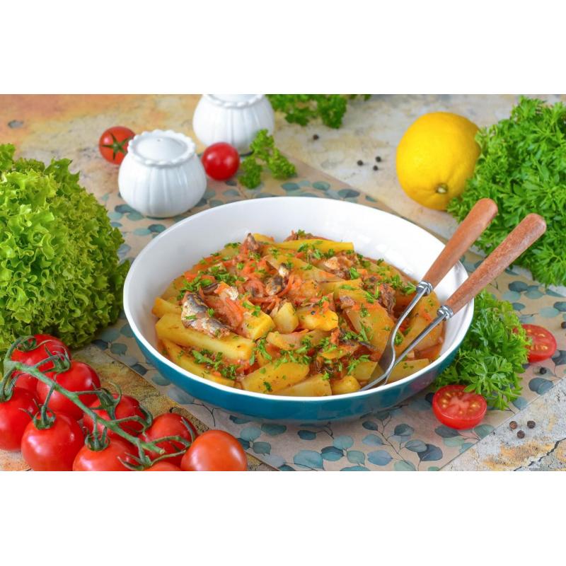 Картошка с килькой в томатном соусе