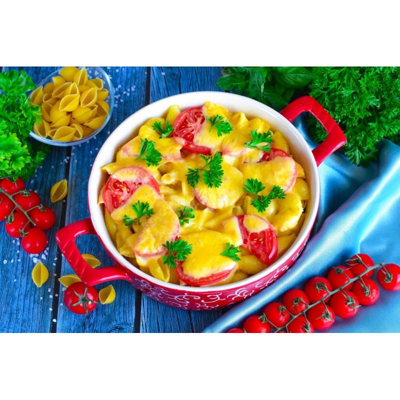 Макароны с сыром и помидорами в духовке