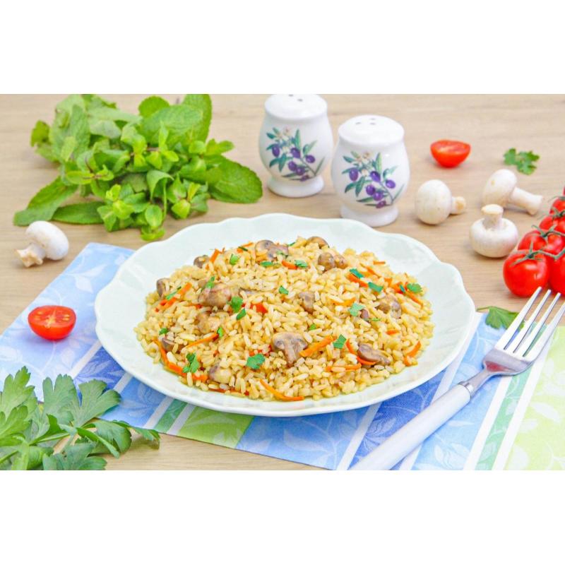 Рис с грибами на сковороде на второе