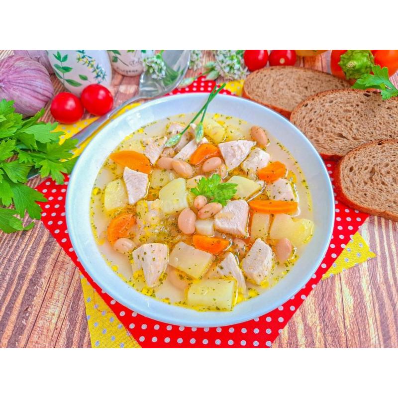 Суп с белой фасолью консервированной с курицей