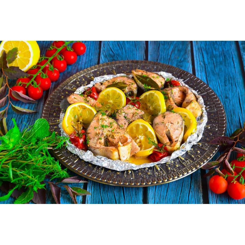 Горбуша в духовке сочная в фольге кусочками, фото 1