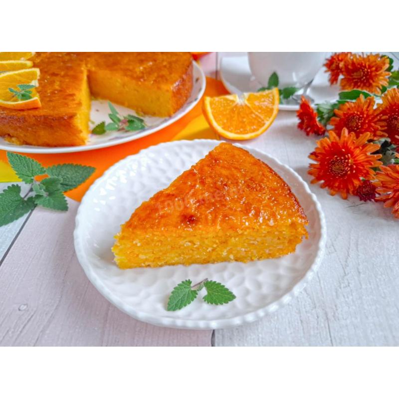 Манник с апельсином на кефире с тыквой