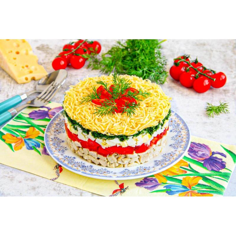 Салат с куриной грудкой и яйцами и сыром, фото 1