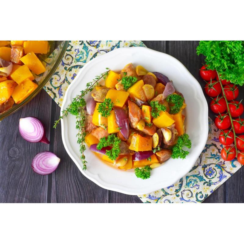 Тыква запеченная с мясом в духовке