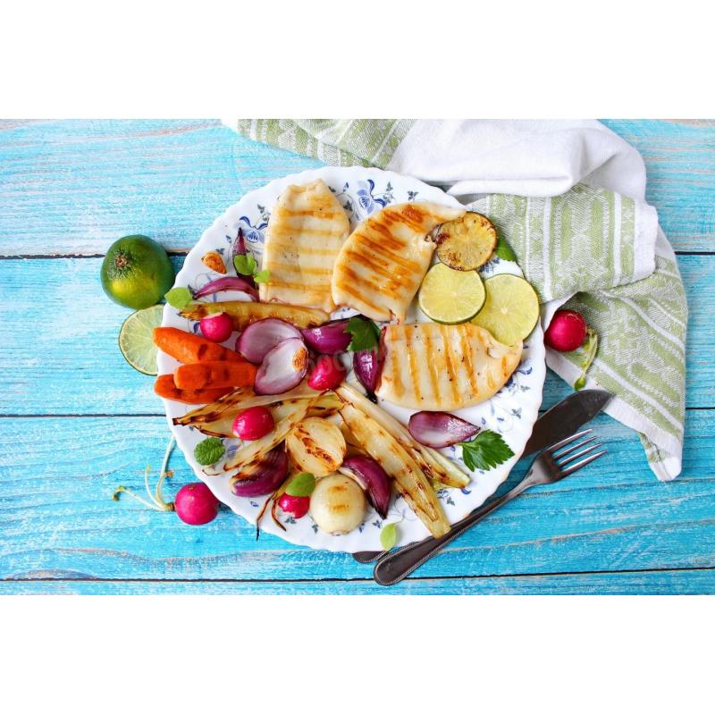 Жареные кальмары на сковороде с луком, фото 1