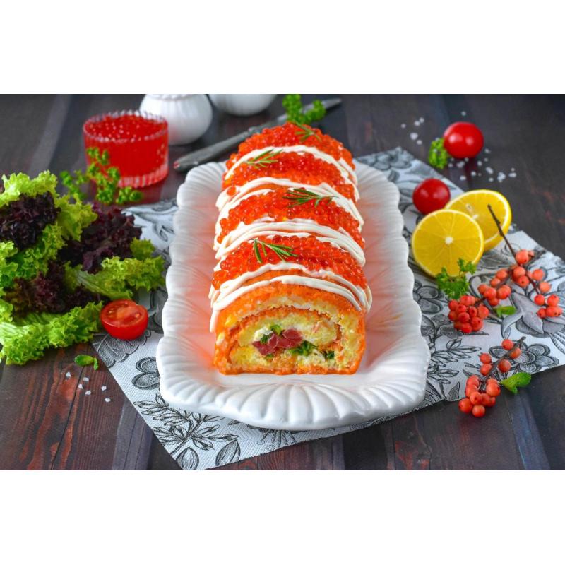 Салат закуска Царский рулет с красной рыбой, фото 1