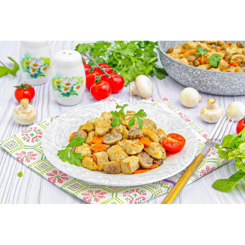 Свинина с шампиньонами на сковороде на второе