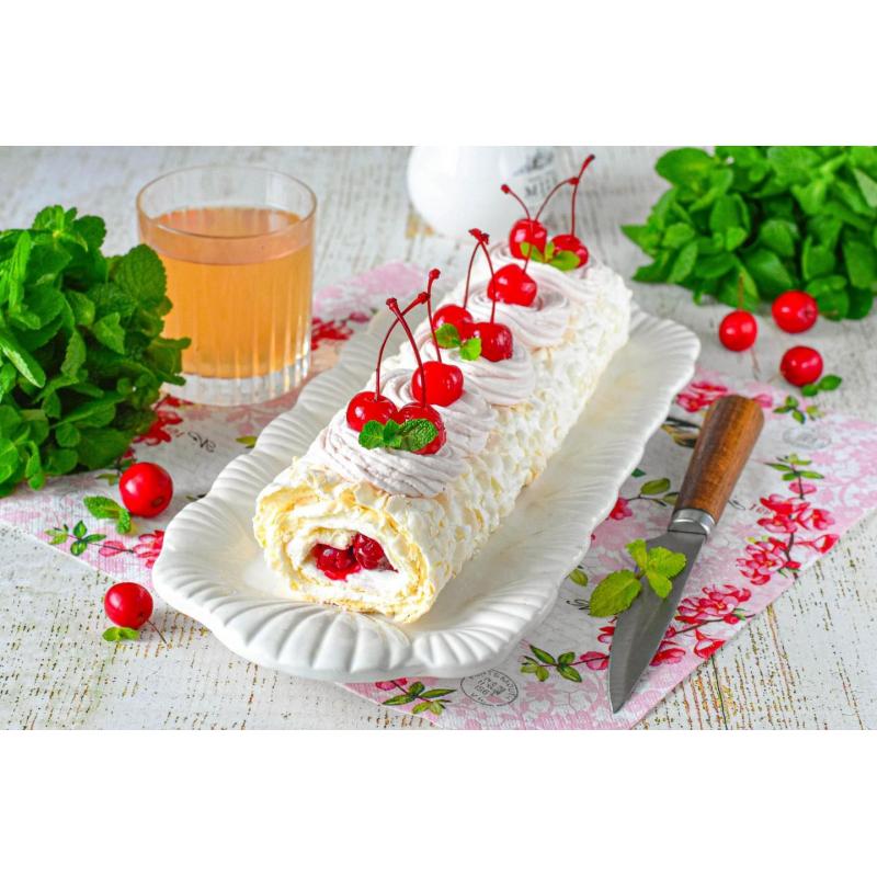 Меренговый рулет с вишней, фото 1