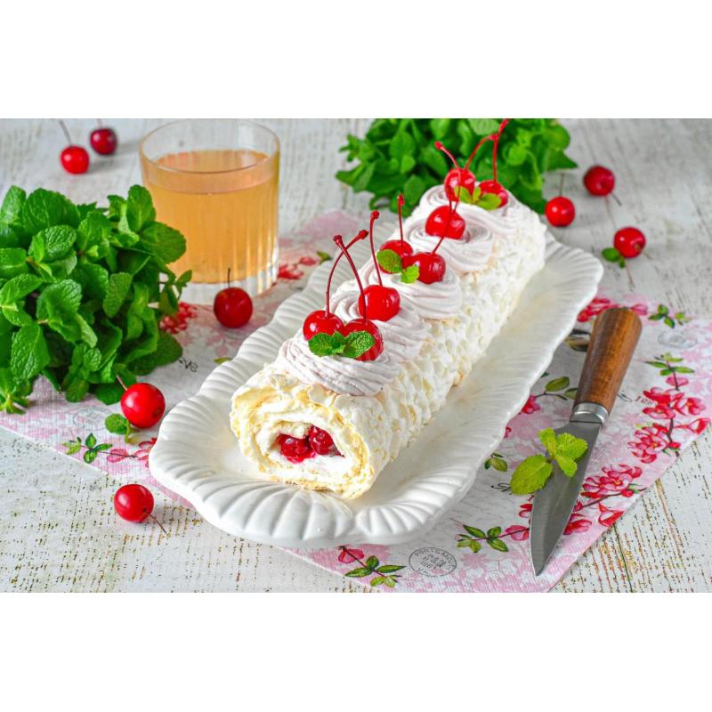 Меренговый рулет с вишней, фото 2