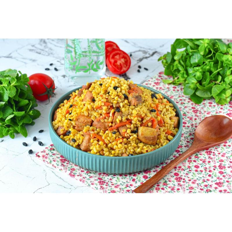 Плов из булгура со свининой быстро и вкусно