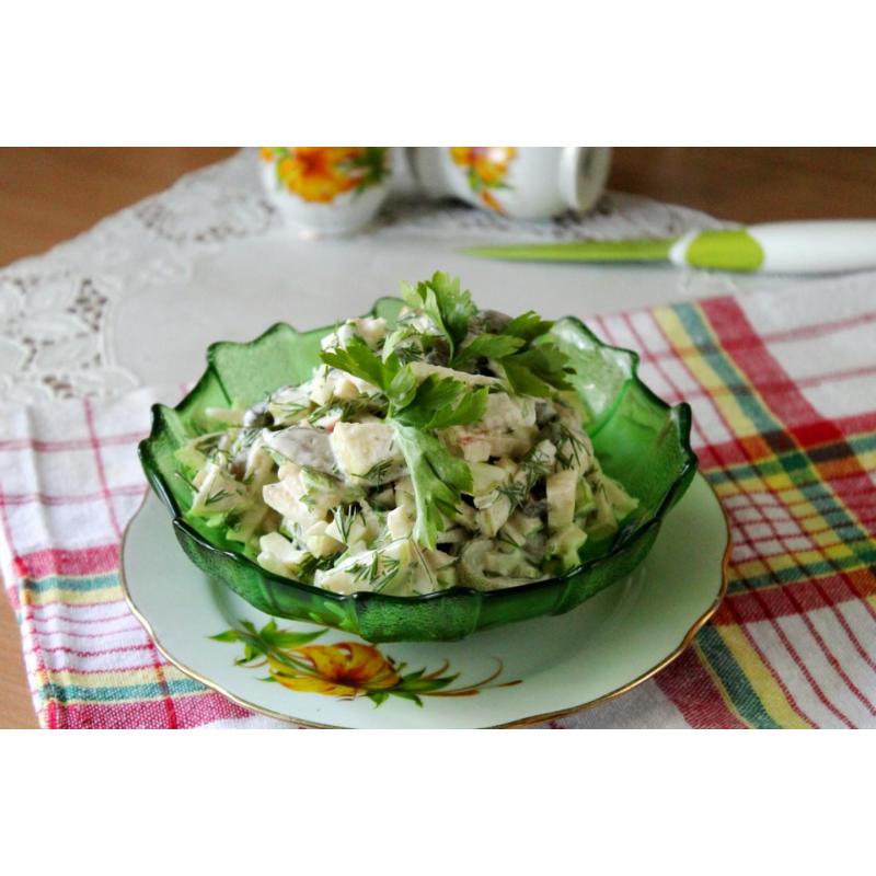 Салат с солеными грибами маслятами и сыром, фото 1