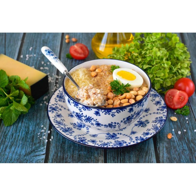 Соленая овсянка с сыром и яйцом