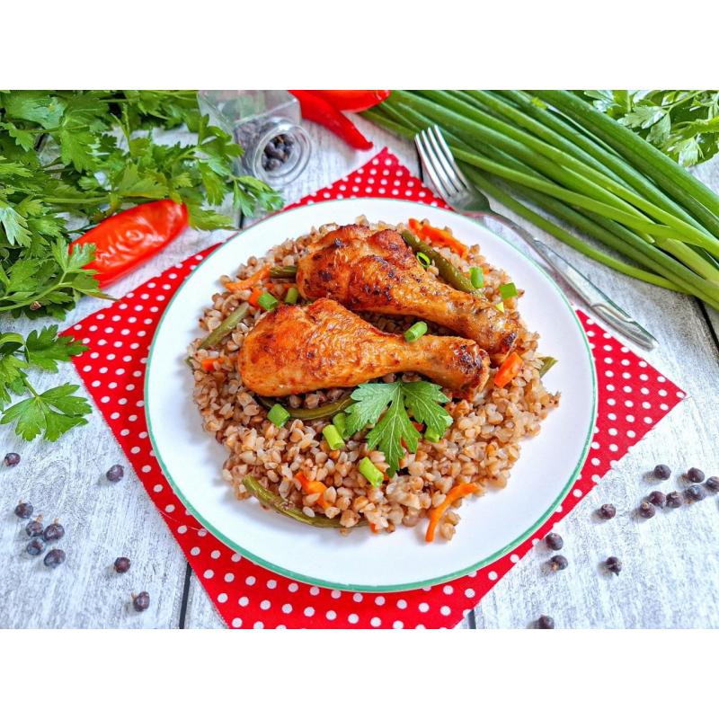 Куриные ножки с гречкой в духовке