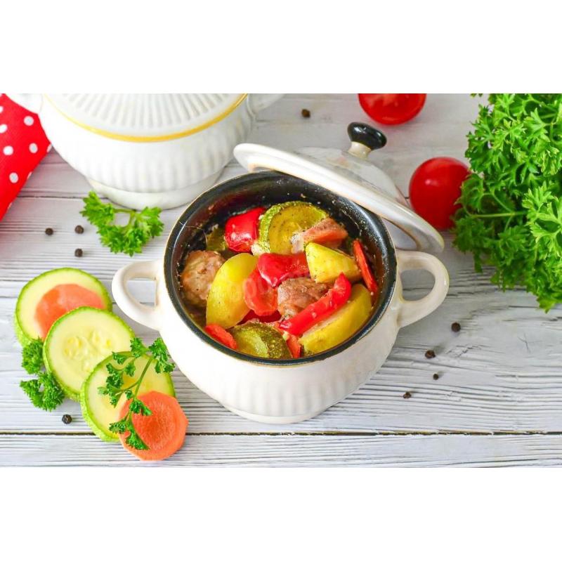 Мясо в горшочке с картошкой в аэрогриле
