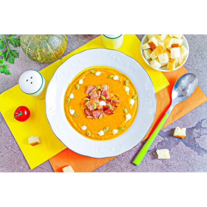 Тыквенный суп пюре с беконом