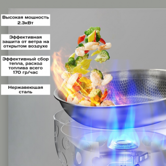 Сковорода на газовом баллоне, горелка туристическая газовая походная; плитка для пикника, рыбалки, охоты, путешествий