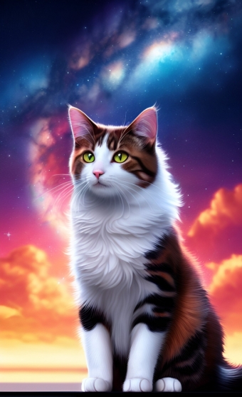 Обои на телефон: космические кошки
