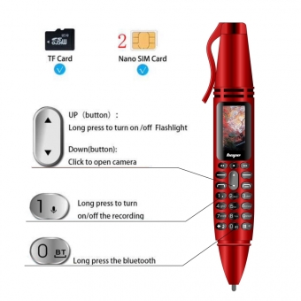 Телефон-ручка с двумя SIM-картами, 2G GSM, сотовый телефон, BT V3.0, экран, набор мобильных телефонов, волшебный голос, MP3, FM-диктофон