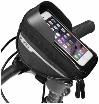 Велосипедная сумка на руль. Держатель для телефона. Черная