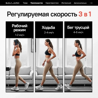 Складная беговая дорожка Savlaro для дома, электрическая, для ходьбы, до 120 кг, 6 км/ч, без поручней