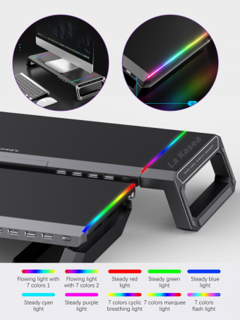 Подставка для монитора с RGB-подсветкой USB 3. Твой рабочий стол: От Хаоса к Хай-Тек Оазису! 🚀