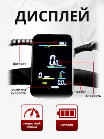 Электровелосипед SAMIK V3 Max, черный, 45км/ч, мощность 240Вт, вес 36,1кг, АКБ 18Ah
