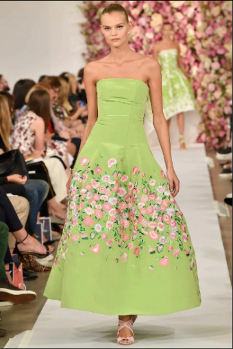 Oscar de la Renta 2018 Black Tulle Hand Painted Embroidered