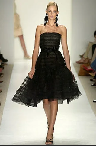 Oscar de la Renta 2018 Black Tulle Hand Painted Embroidered