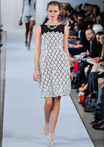 Oscar de la Renta 2018 Black Tulle Hand Painted Embroidered