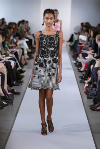 Oscar de la Renta 2018 Black Tulle Hand Painted Embroidered