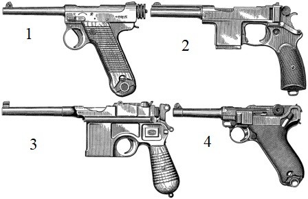 На какой картинке изображен пистолет Маузер К96?
