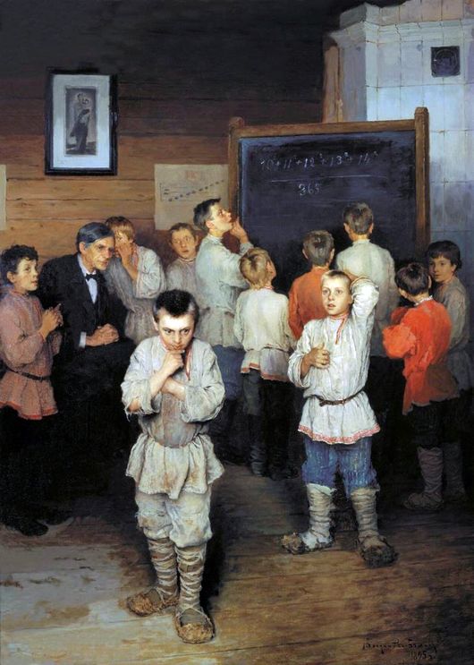 Что делают ребятишки на этой картине Николая Богдановв-Бельского?