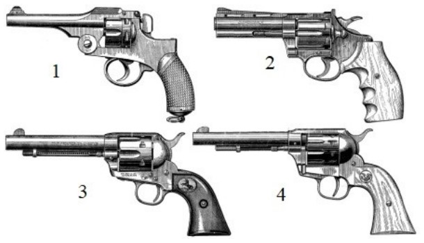 У какого из приведенных револьверов ударно-спусковой механизм одинарного действия (стрельба только с предварительного взвода курка)?