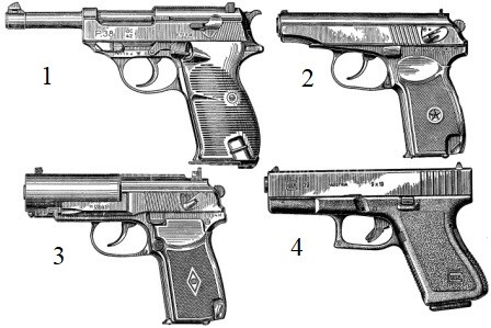 У какого из этих пистолетов отсутствует неавтоматический предохранитель?