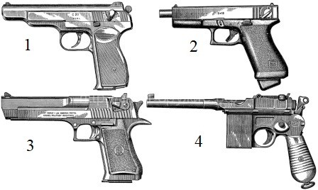 Какой из представленных пистолетов не позволяет вести стрельбу очередями?