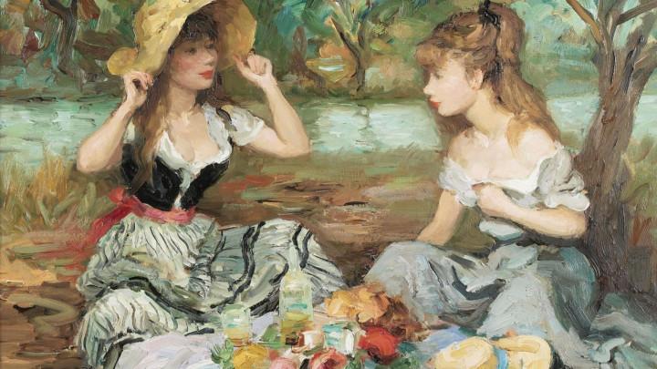 Перед вами одна из наиболее известных картин французского художника Две девушки. Кто ее автор?