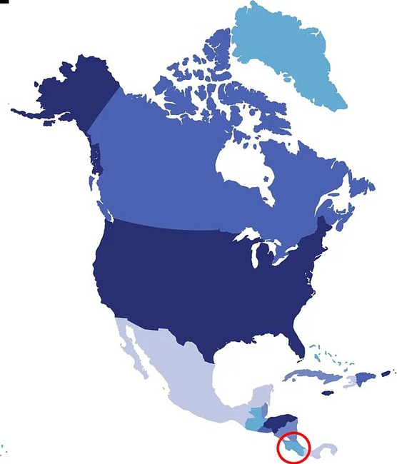 Какое государство отмечено на этой карте материка Северной Америки?