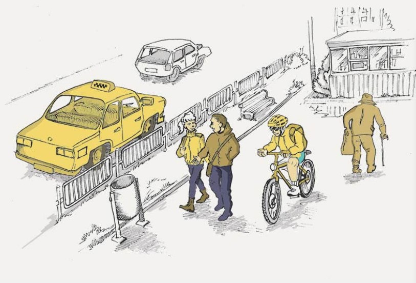 Движение на велосипедах по тротуарам и пешеходным дорожкам:
