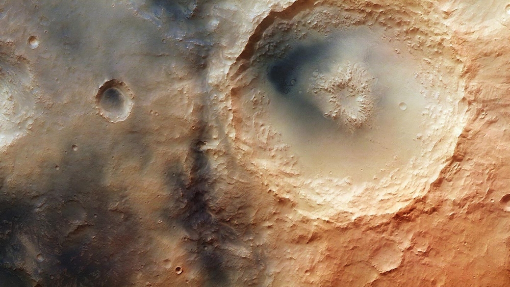 Где находиться кратер «Водяной» и темное пятно на поверхности «Кикимора»?