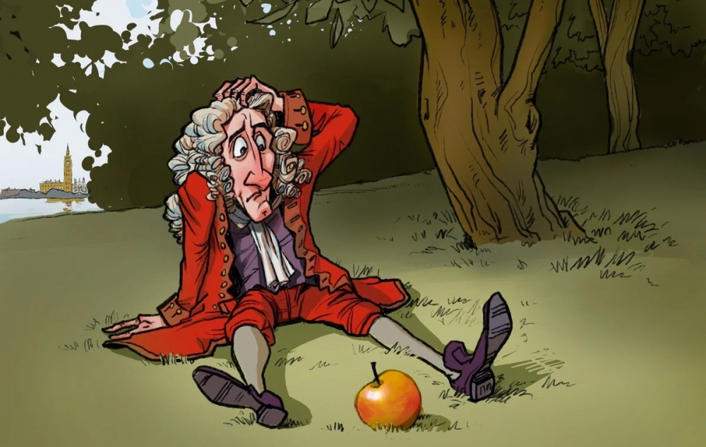 Ньютон открыл гравитацию после того, как на ему на голову упало яблоко