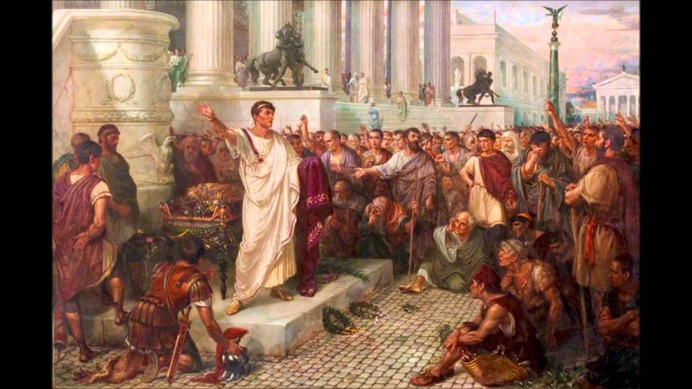 Сколько лет прошло от установления республики и завоеванием Цезарем власти в Риме?