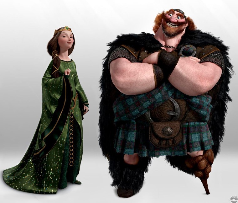 Как зовут очень храбрую и красивую принцессу-шотландку, дочь короля Фергуса и королевы Элинор? И о каком мультфильме идет речь?