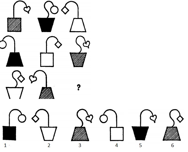 Выберите правильную фигуру из шести пронумерованных