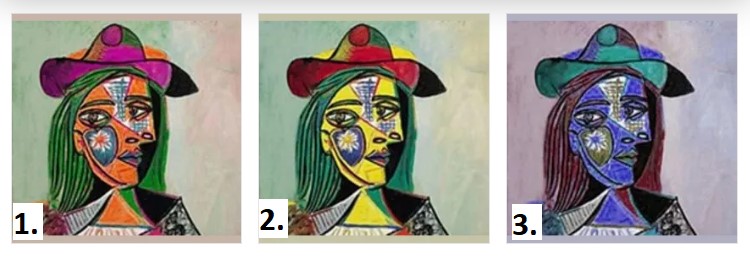 Выберите правильный вариант картины Пикассо «Женщина в шляпе с меховым воротником».